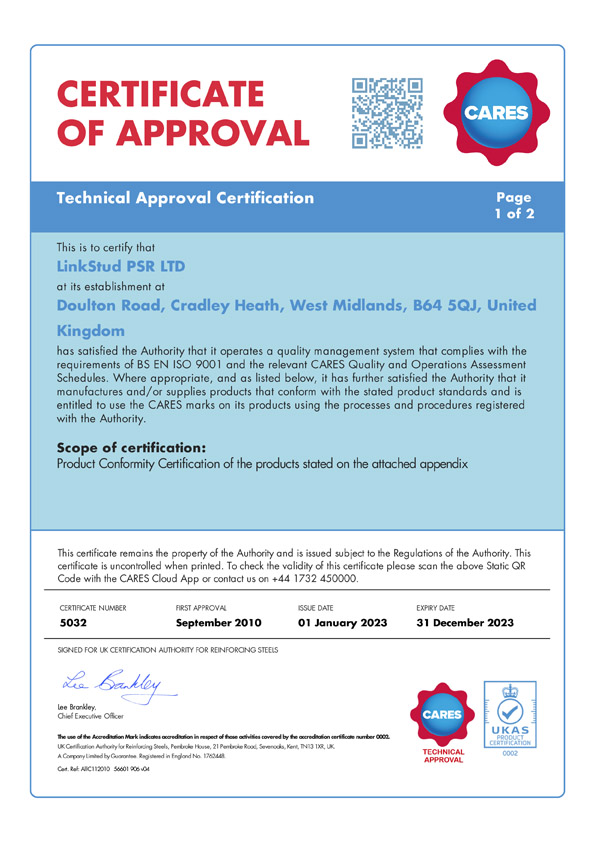 CARES EC2 Technical Approval - LinkStud PSR™